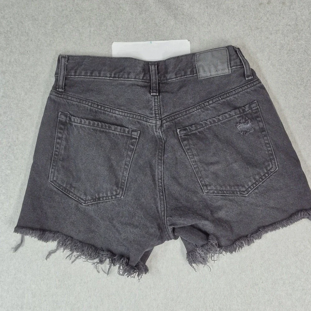Aeropostale Women Shorts 10 Black Denim 90S High Rise Cut-Off Grunge Frayed 3